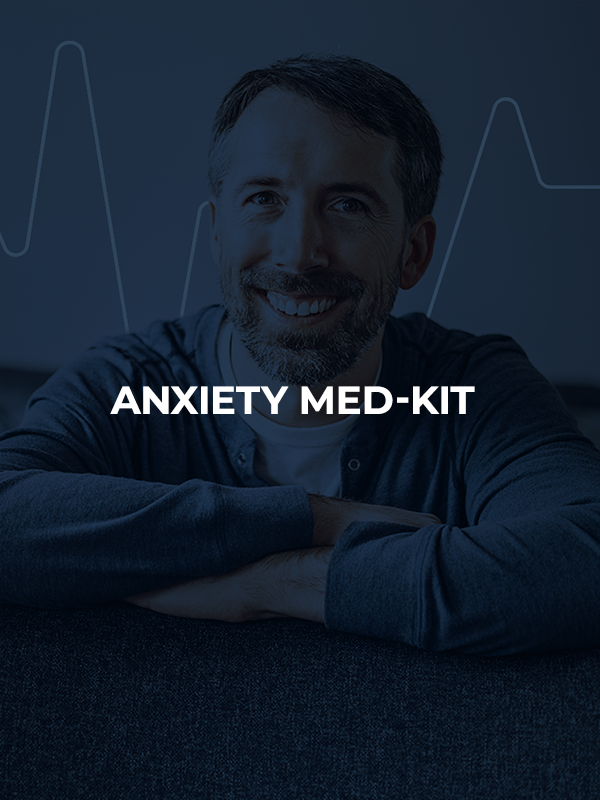 Symbolic photo of a relaxed man and stable heartbeat graphic, representing the calming effects of the Anxiety Kit.